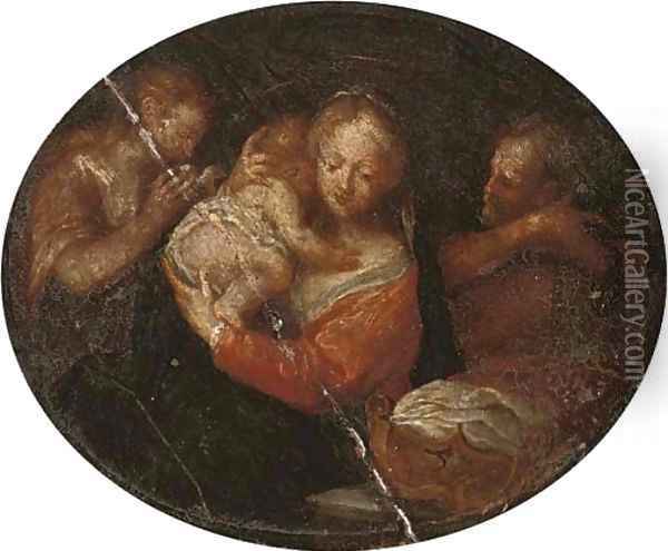 The Holy Family Oil Painting - Correggio, (Antonio Allegri)