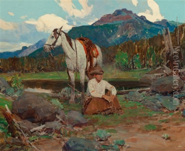 The Forest Ranger, Alhambra, California Oil Painting - Frank Tenney Johnson