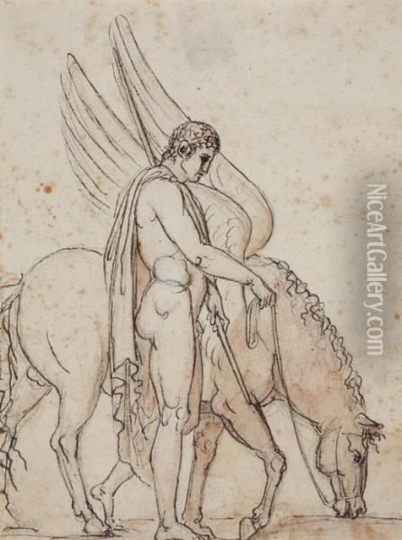 Bellerophon Und Pegasus Oil Painting - Bertel Thorvaldsen