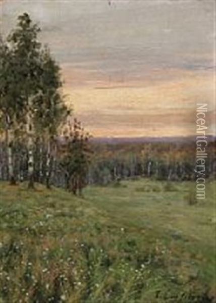 Sunset Over A Russian Beechwood Forest Oil Painting - Sergei Semenovitch Egornov
