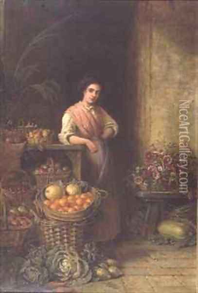 A Young Fruit Seller Oil Painting - Henry Charles Bryant