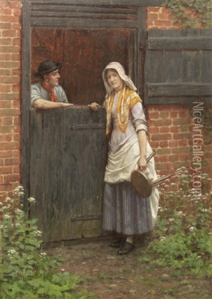 An Oft Told Tale Oil Painting - Edmund Blair Leighton