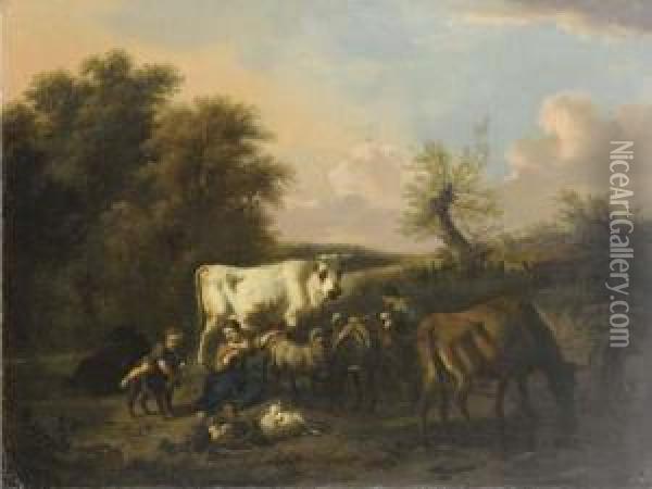 Pastorale Oil Painting - Dirk van Bergen