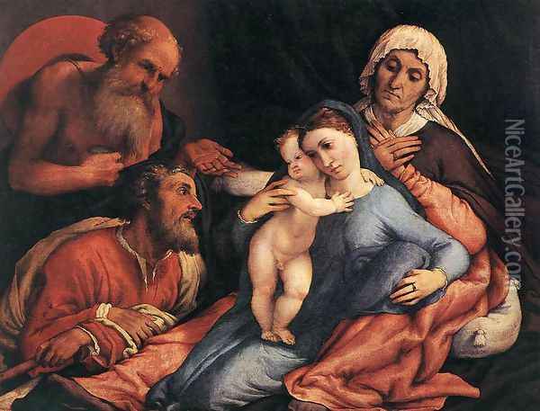 Madonna and Child with Saints 1534 Oil Painting - Lorenzo Lotto