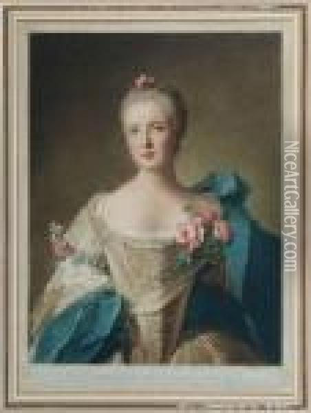'madame De La Porte' And 'comtesse De Dillieres' Oil Painting - Jean-Marc Nattier