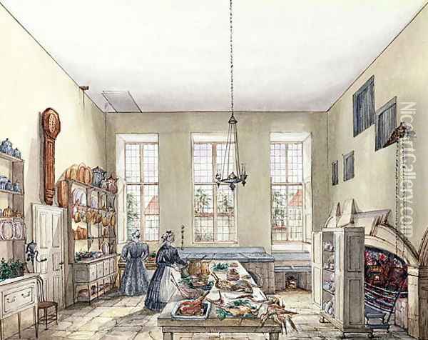 The Kitchen at Aynhoe, 3rd February 1847 Oil Painting - Lili Cartwright