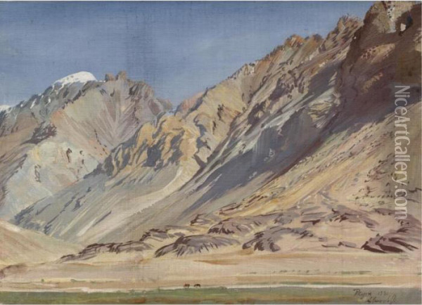 Mountain Landscape Oil Painting - Alexander Evgenievich Yakovlev