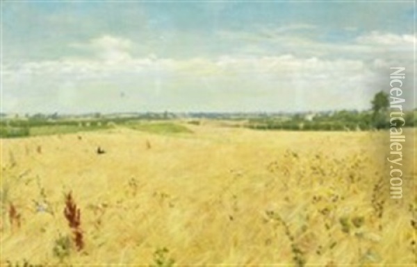 Harvest Landscape At Korinth, Funen Oil Painting - Hans Andersen Brendekilde