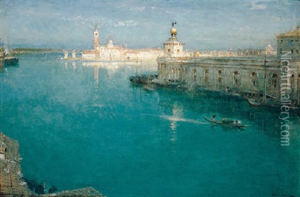 The Afterglow - San Giorgio Maggiore And The Dogana, Venice Oil Painting - Albert Goodwin