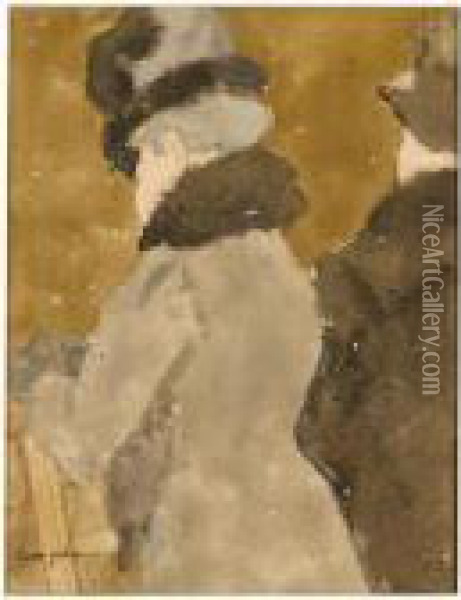 Three Quarter Back View Of An Old Lady In Grey Oil Painting - Gwendolen John