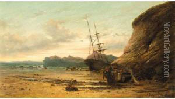 Coastal Scene, Normandy, Veules Oil Painting - Aleksei Petrovich Bogolyubov