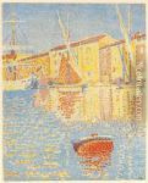La Bouae, Saint Tropez; Le Port Oil Painting - Paul Signac