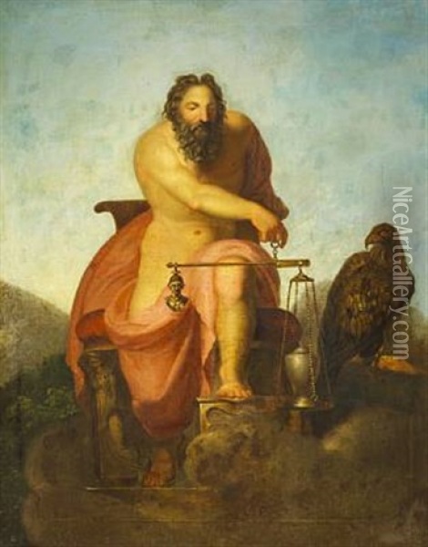 Jupiter Weighing The Destiny Of The Human Race Oil Painting - Nicolaj-Abraham Abilgaard