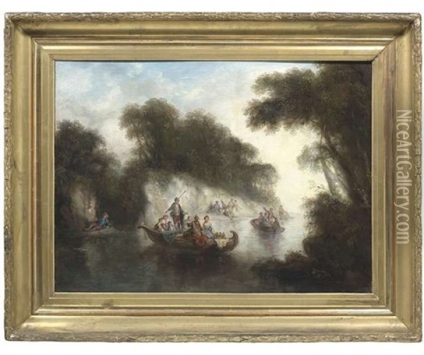 Bootsausflug Einer Eleganten Gesellschaft Oil Painting - Jean-Baptiste Pater