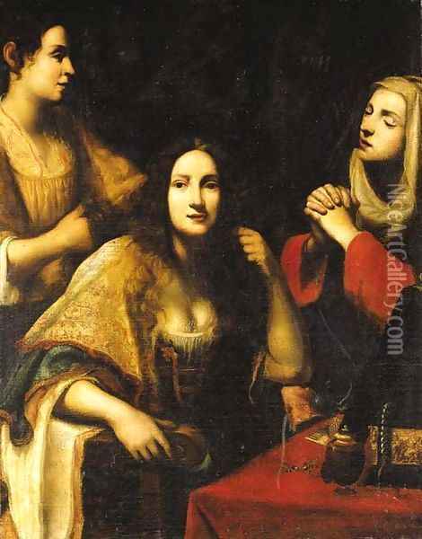 Martha reproaching Mary Magdalen Oil Painting - Francesco Lupicini