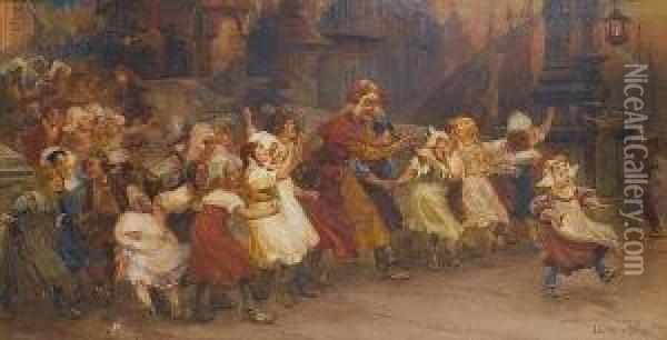 The Pied Piper Oil Painting - Sir John Gilbert