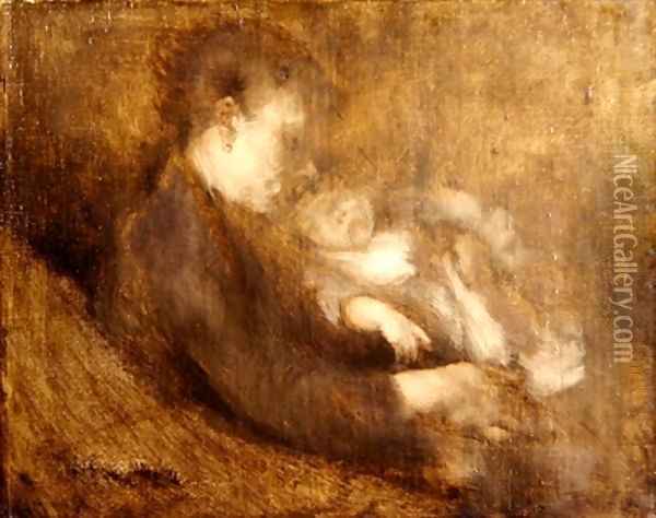 Woman and Child Oil Painting - Eugene Carriere
