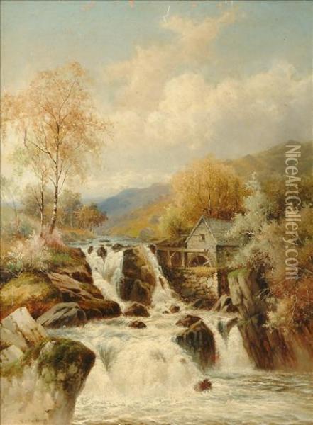On Themachno, N. Wales Oil Painting - William Henry Mander