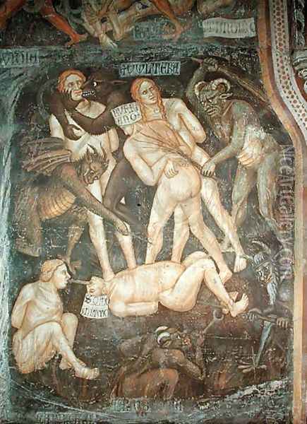 The Last Judgement, detail of the adulterers, c.1394 Oil Painting - Taddeo Di Bartolo