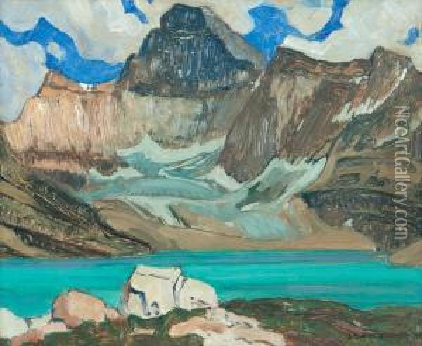 Lake Mcarthur, Lake O'hara Camp (a Landscape Sketch On The Reverse) Oil Painting - James Edward Hervey MacDonald