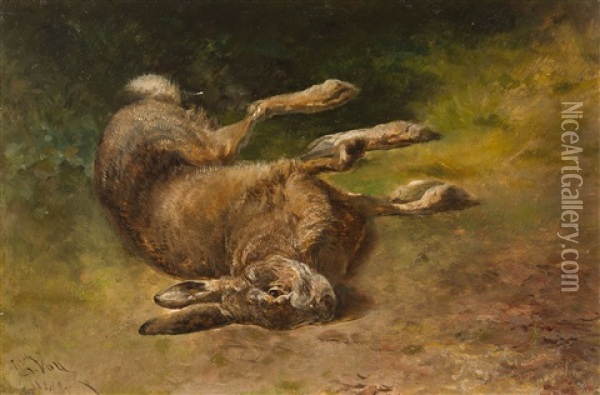 Ein Liegender Hase Oil Painting - Ludwig Gustav Voltz