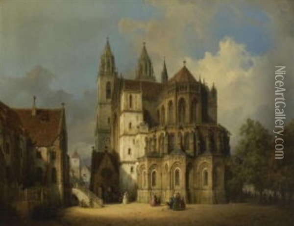 Magdeburg - Blick Auf Den Dom St. Mauritius Und Katharinen Von Osten Oil Painting - Michael Neher