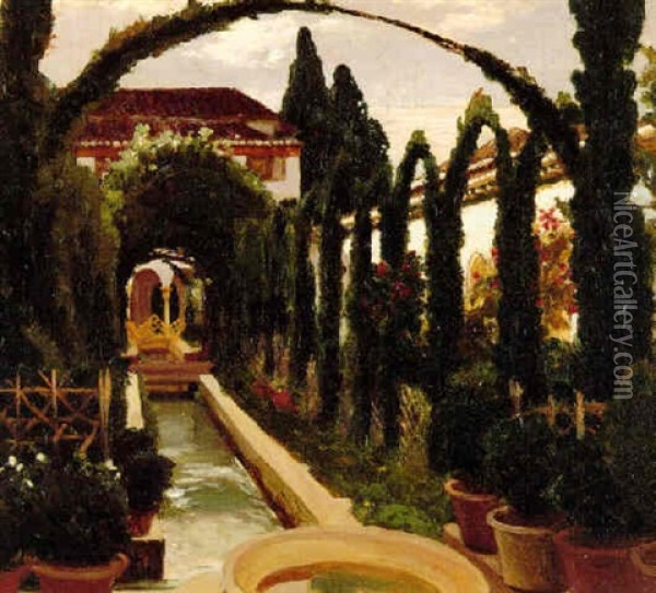 Garden Of The Generalife, Granada Oil Painting - Lord Frederic Leighton