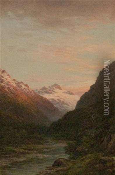 Mount Aspiring At Dawn Oil Painting - William George Baker