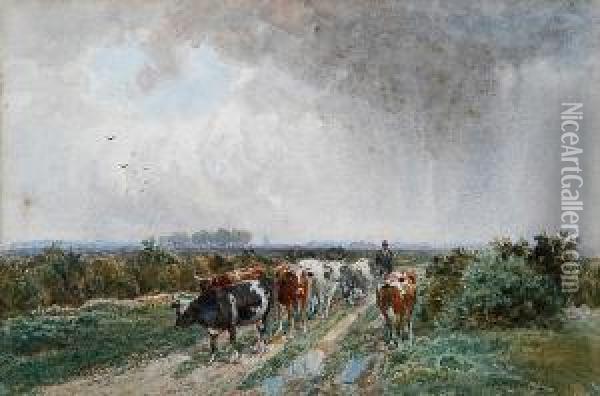 Moving The Cattle Oil Painting - John MacPherson