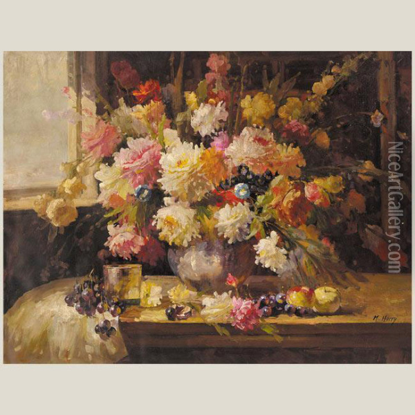Flores Oil Painting - M Harry