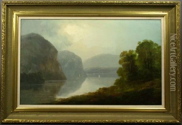 School, 19th Century, A Hudson River Landscape Oil Painting - Alessandro Algardi