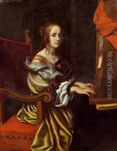 Die Heilige Cacilia Oil Painting - Carlo Dolci
