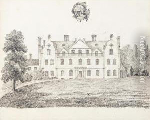 An Album Of 28 Drawings Of Houses, Some In Suffolk And Norfolk Oil Painting - Richard Ward Of Salhhouse