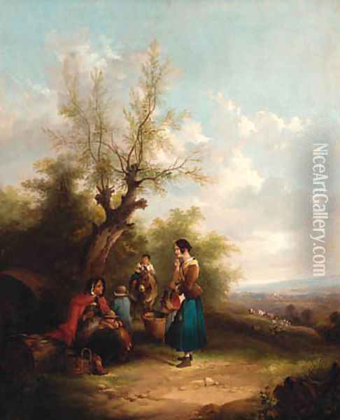 A rest by the wayside Oil Painting - William Joseph Shayer