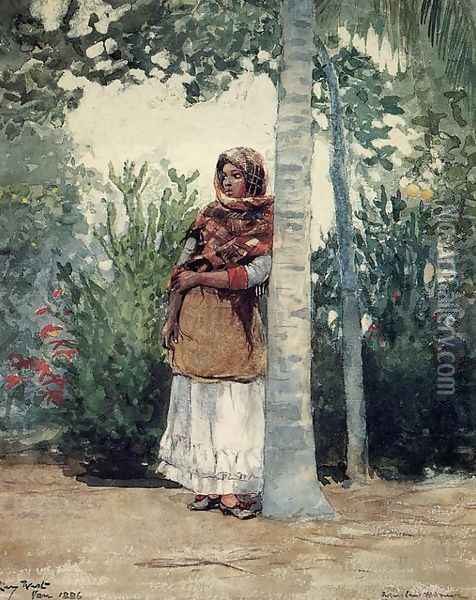 Under a Palm Tree Oil Painting - Winslow Homer