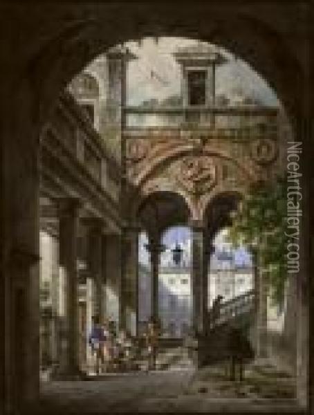 View Of The Brera Palace In Milan Oil Painting - Giovanni Migliara
