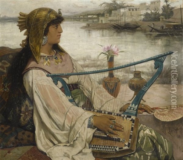 The Lyre Oil Painting - Victor Lagye