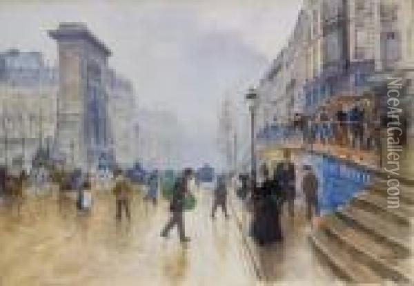 Le Boulevard Saint-denis A Paris Oil Painting - Jean-Georges Beraud