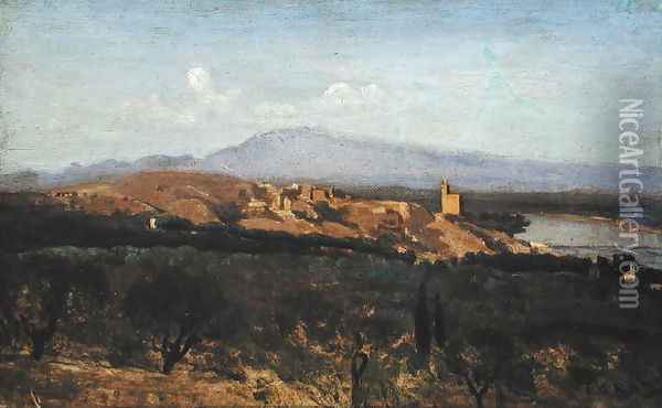 Villeneuve-les-Avignon, 1836 Oil Painting - Jean-Baptiste-Camille Corot