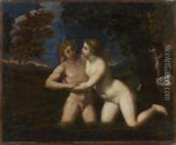 Salmacis Embrassanthermaphrodite Oil Painting - Francesco Albani