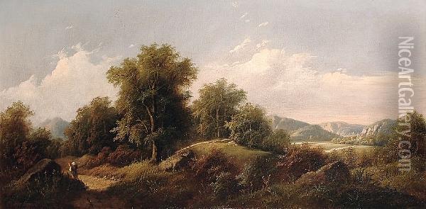 Landscape With A Figure On A Country Path Oil Painting - Charles, Charley Sayers