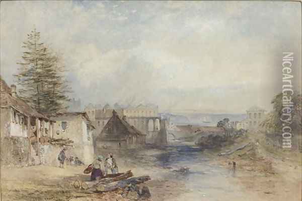 The Tank Stream, Sydney, c.1842 Oil Painting - John Skinner Prout