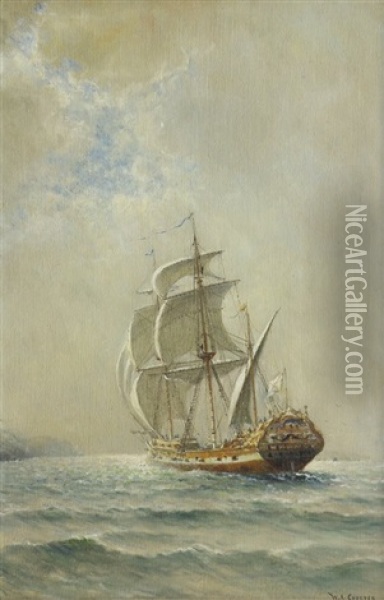 Ship At Full  Mast Oil Painting - William Alexander Coulter