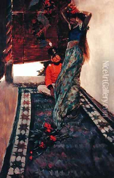 I Sat at her Feet While she Drilled the Island Language into Me, from Sinbad in Burrator, by Arthur Quiller-Couch 1863-1944, published in Scribners Magazine, August 1902 Oil Painting - Howard Pyle