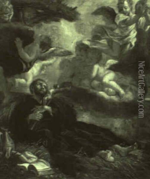 Dying St. Francis Oil Painting - Giovanni Battista Gaulli