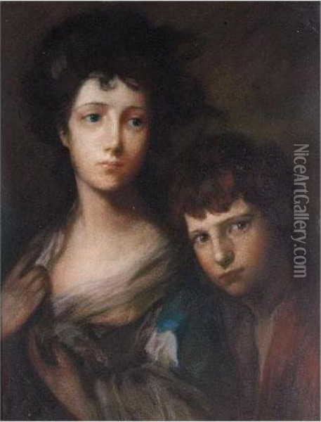 Portrait Of A Linley Sister With Her Son Oil Painting - Thomas Gainsborough