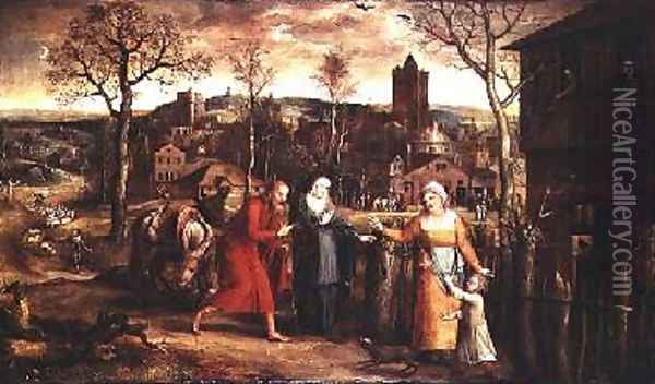 The Holy Family Turned Away from the Inn Oil Painting - Jan Massys