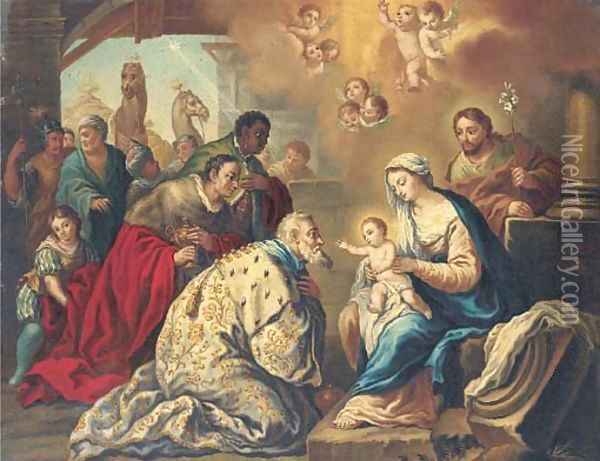 The Adoration of the Magi Oil Painting - Neapolitan School