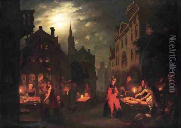Night Market Oil Painting - Johann Mongels Culverhouse