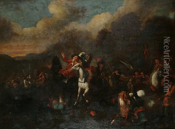 A Cavalry Skirmish Oil Painting - Jan von Huchtenburgh